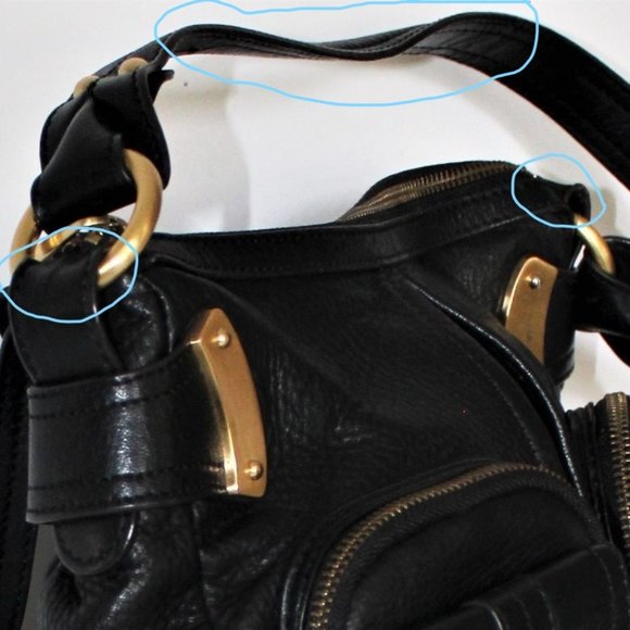 B. Makowsky Black Pebbled Leather Shoulder Bag - Picture 8 of 8